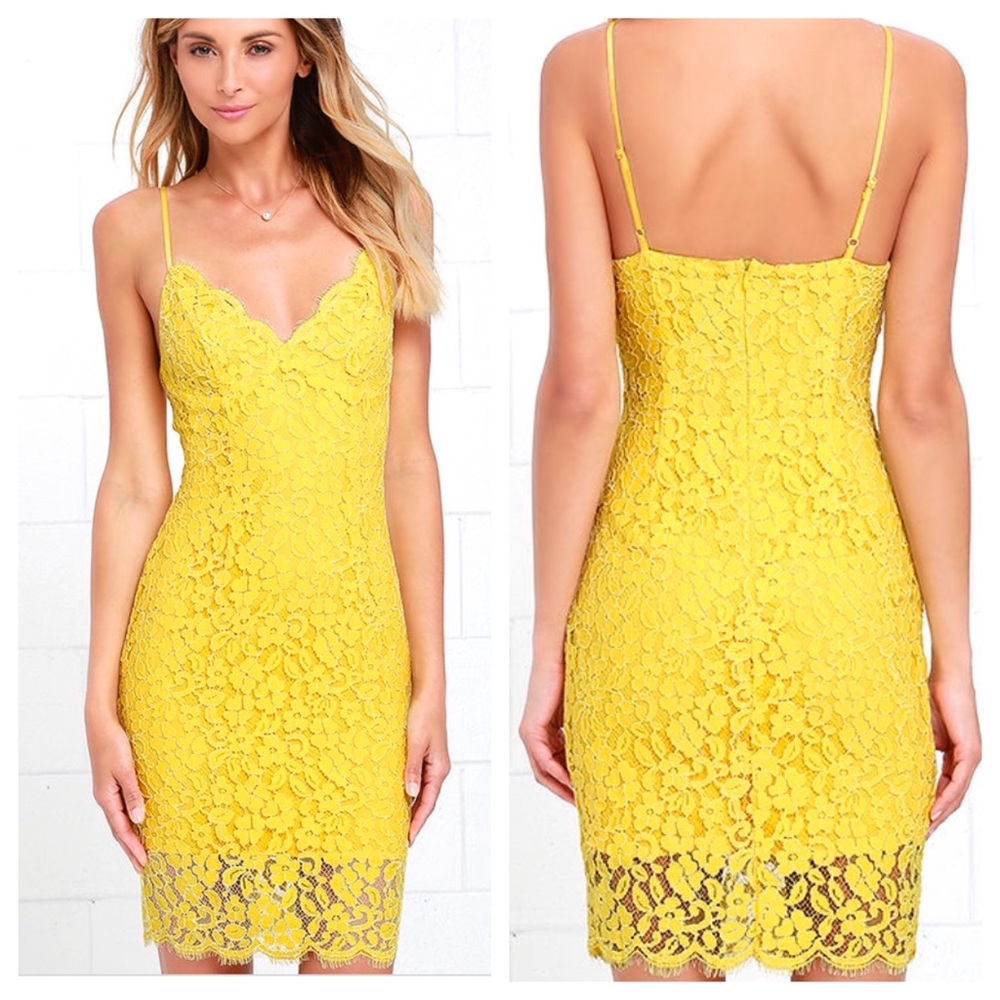 Lulus sexy little yellow lace dress size XL/10